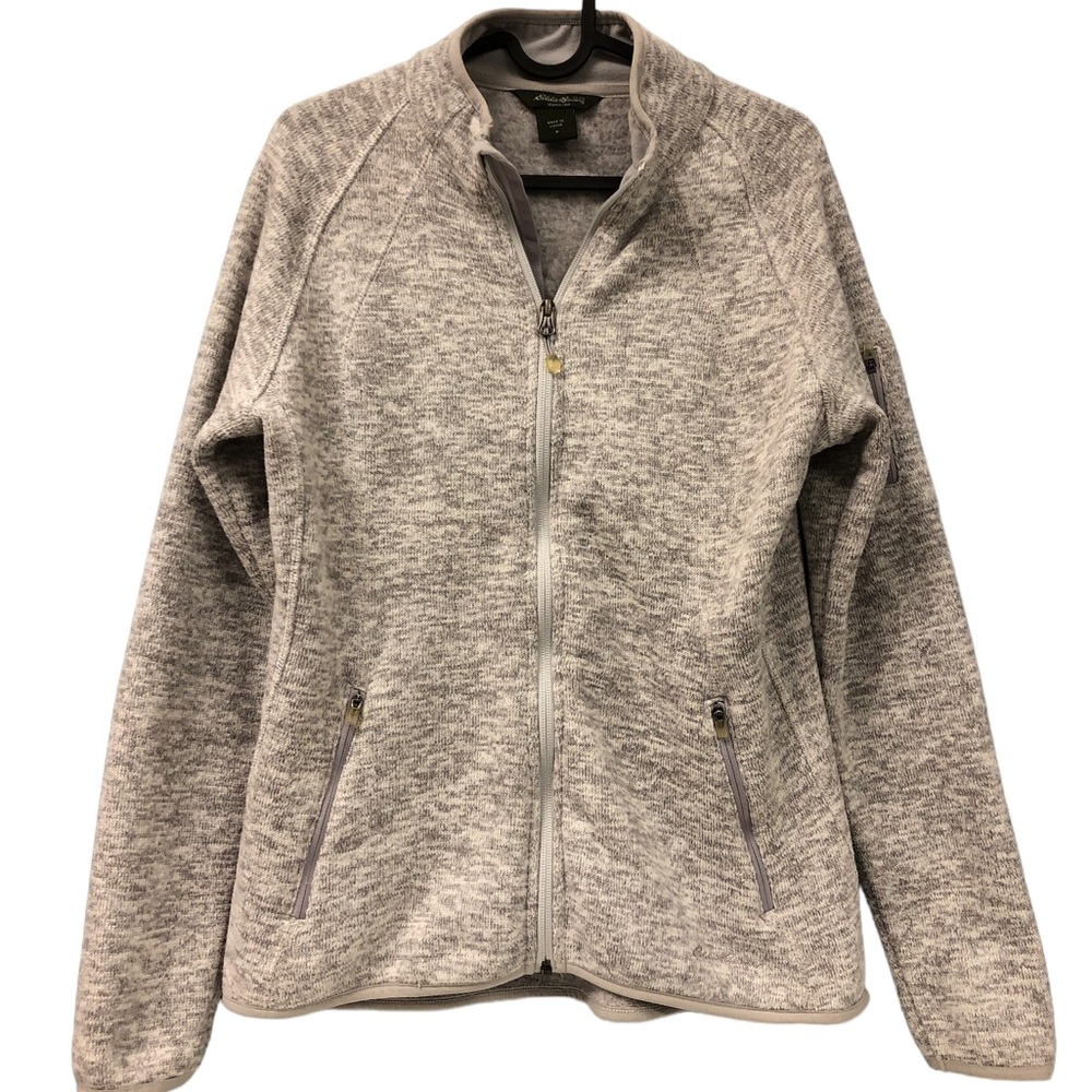 Eddie Bauer Fleece Jacket Full Zip Gray‎ zipper pockets Women's Size Medium
